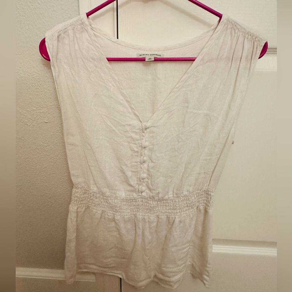 Banana Republic White Sleeveless Blouse